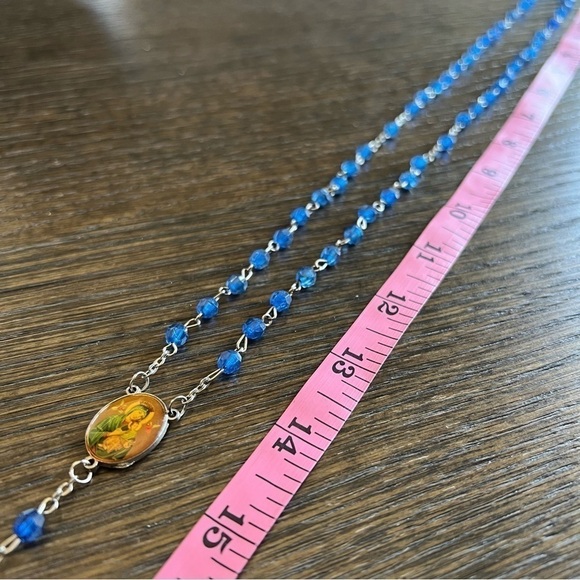 Religious Rosary, blue acrylic beads - Picture 4 of 8
